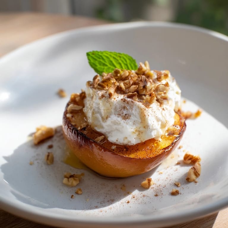 Warm, fragrant roasted pears: Sweet cinnamon spice, walnuts, and creamy yogurt—a simple recipe.