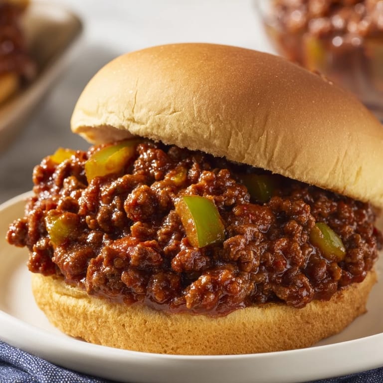 Delectable Sloppy Joes, showcasing tender meat and vegetables, served with toasted buns for a cozy meal.