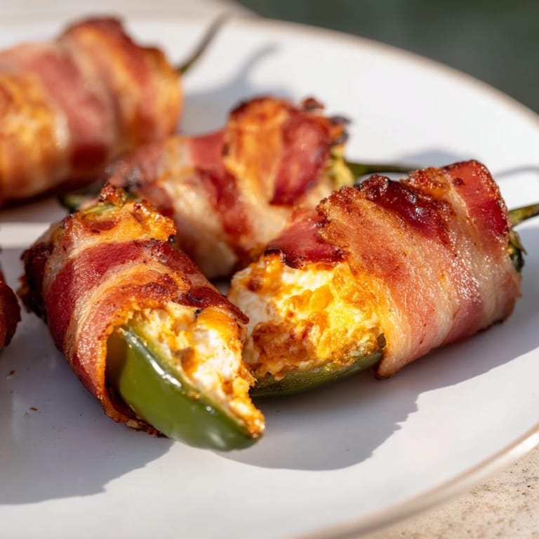 Golden, crispy bacon-wrapped Express Holiday Jalapeño Poppers, perfect for a flavorful appetizer platter.