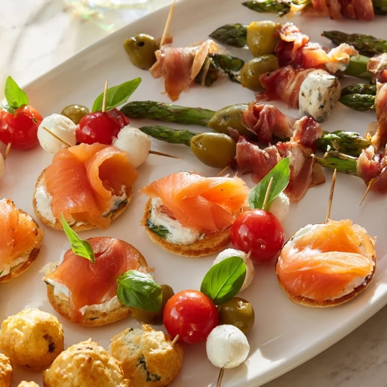 Visually appealing Magical Moments Happy New Year 2026 Platter, showcasing savory bites and delicious desserts.