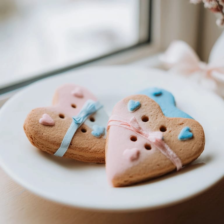 Festive, buttery Mignonneries Coeurs et Étoiles Rubans, star and heart cookies, decorated and ready for gifting.
