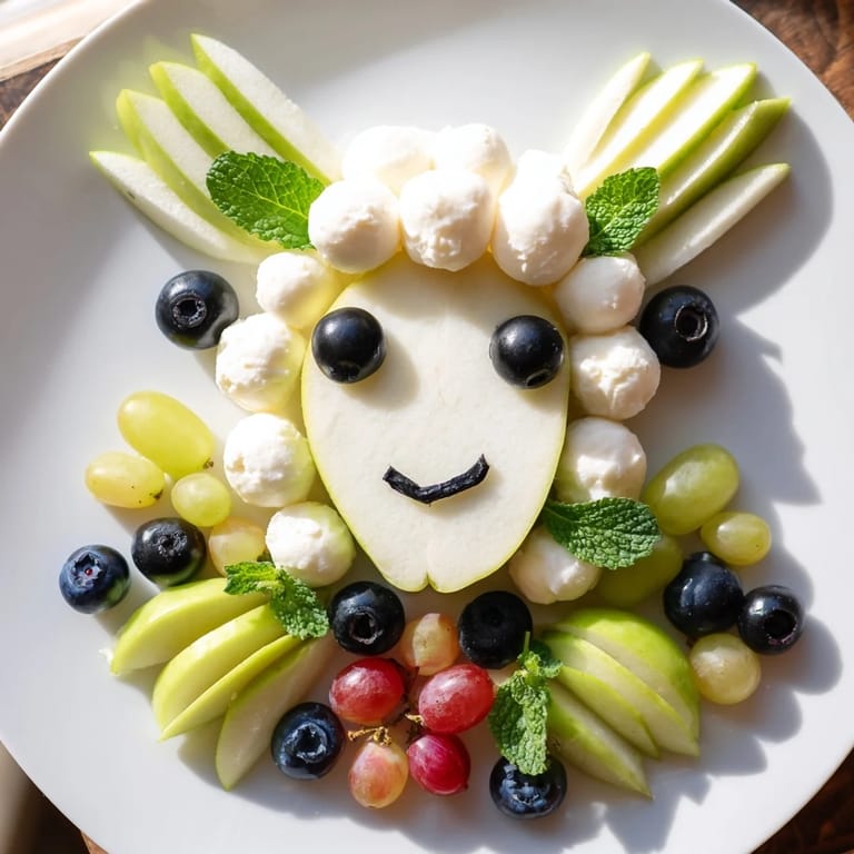 Enjoy this adorable Lamb Face Fruit and Cheese Platter, a festive, easy-to-make appetizer.