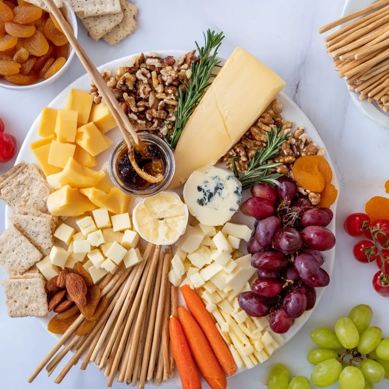 Golden-crusted baguette slices and cheeses star in this welcoming Housewarming Open House Spread arrangement.