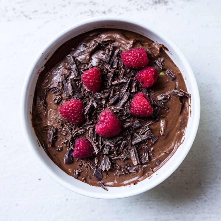 A close-up shot of rich and creamy Chocolate Avocado Mousse, ready to be enjoyed.