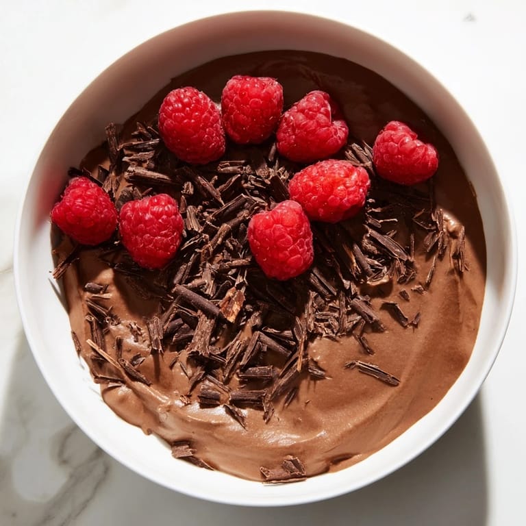 Enjoy a decadent serving of smooth and delicious Chocolate Avocado Mousse, perfectly chilled.
