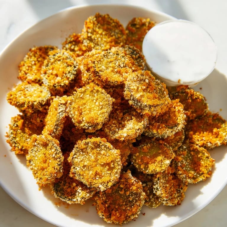 Imagine the delightful crunch of these homemade Crispy Fried Pickles served hot with creamy ranch.