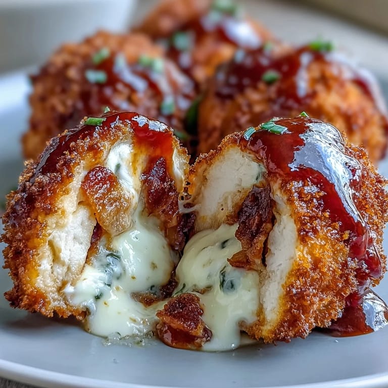 Golden-baked Buffalo Chicken Bacon Mozzarella Bombs are garnished with crumbled bacon and served with creamy ranch dip. 