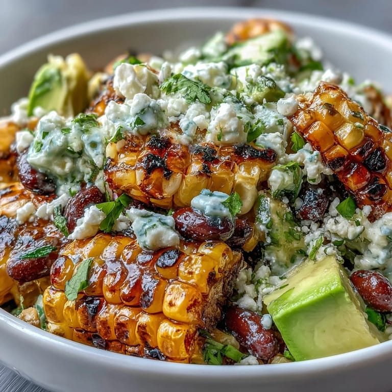 Fresh lime dressing tops hearty grilled corn and black bean taco salad perfection.