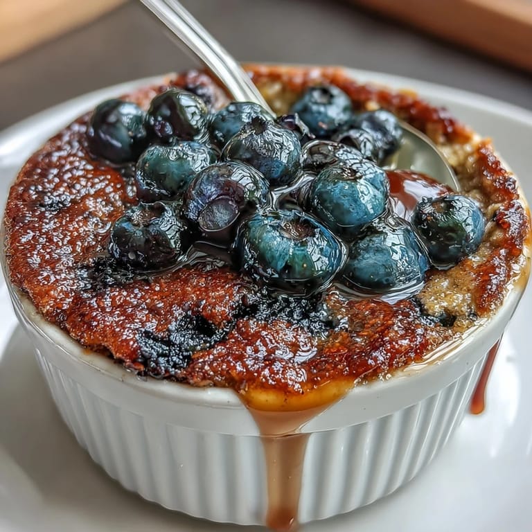 Golden-brown baked oats with bursts of sweet blueberries, perfect for a wholesome breakfast.