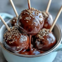 Pot of Gold Cake Pops: whimsical chocolate cake balls dipped in black candy melts and topped with edible gold sprinkles for a festive St. Patrick's Day dessert.