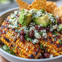 Vibrant grilled corn and black bean taco salad awaits with crunchy chips.