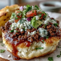 Fluffy cloud bread tacos bursting with seasoned taco meat and vibrant pico de gallo.